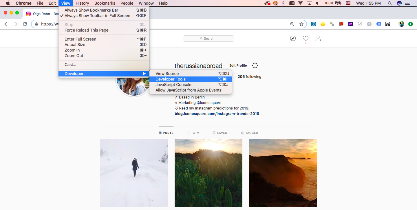 Post to Instagram on a computer